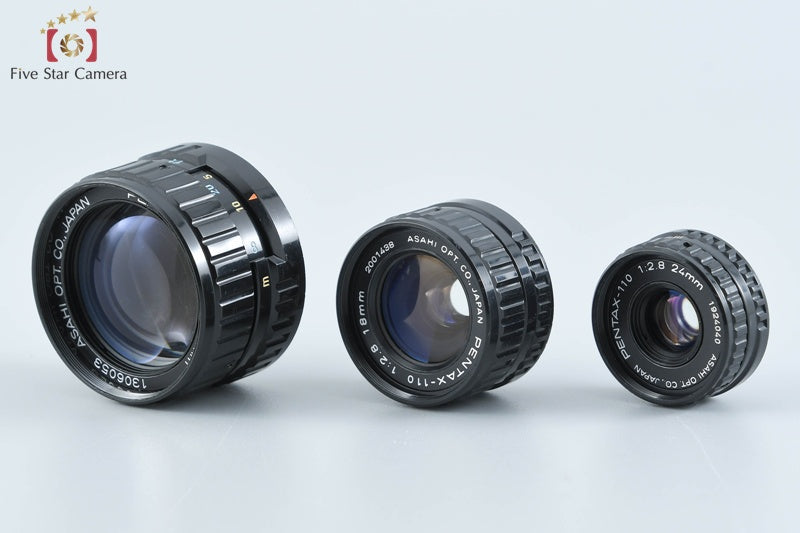 Pentax 110 18mm f/2.8, 24mm f/2.8, 50mm f/2.8 [Very Good]