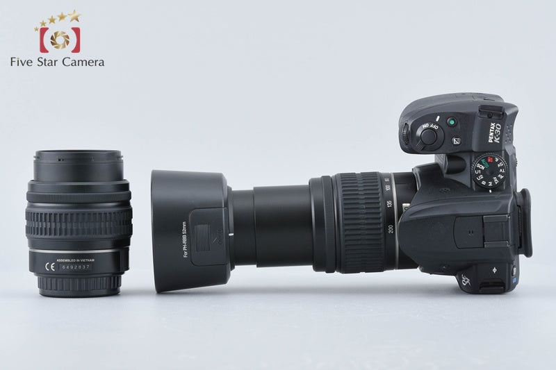 PENTAX K-30 Black 16.3 MP DSLR Camera 18-55 50-200 Lenses