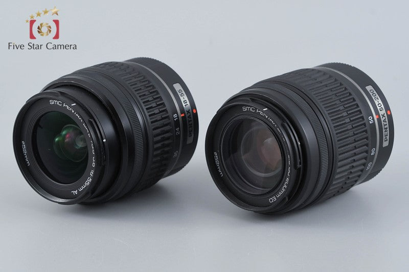 "Shutter count 5,761" Pentax K-m 10.2 MP DSLR 18-55 50-200 Lenses