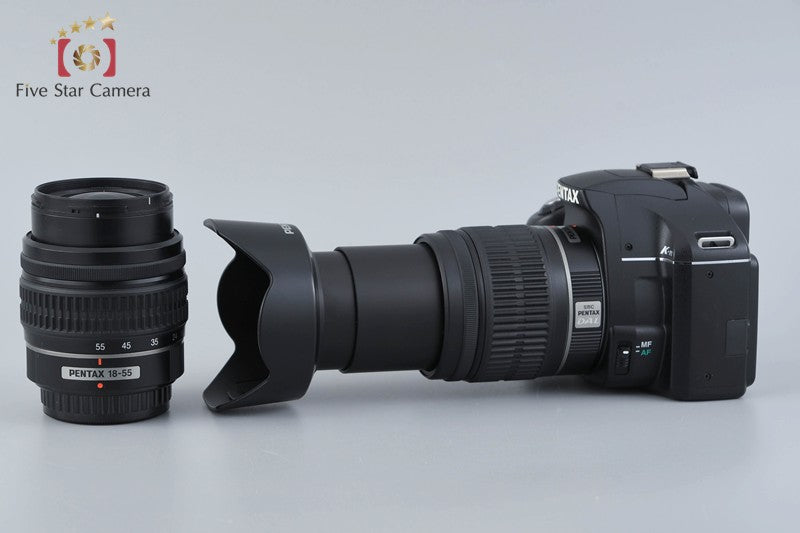 "Shutter count 5,761" Pentax K-m 10.2 MP DSLR 18-55 50-200 Lenses