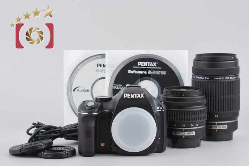"Count 2,083" Pentax K-x Black 12.4 MP DSLR + SMC DA L 18-55 55-300 Lenses