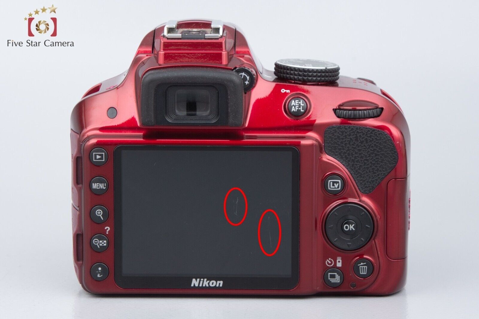 Very Good!! Nikon D3300 24.2 MP DSLR Red 18-55 VR II Lens Kit