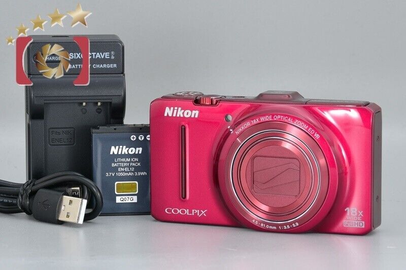 Very Good!! Nikon COOLPIX S9300 Imperial Red 16.2 MP Digital Camera