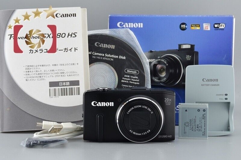 Mint!! Canon Powershot SX280 HS Black 12.1 MP Digital Camera w/Box