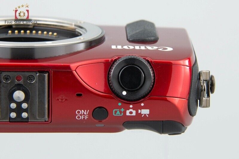 Near Mint!! Canon EOS M Red 18.0 MP Mirrorless Camera 18-55 IS STM Lens