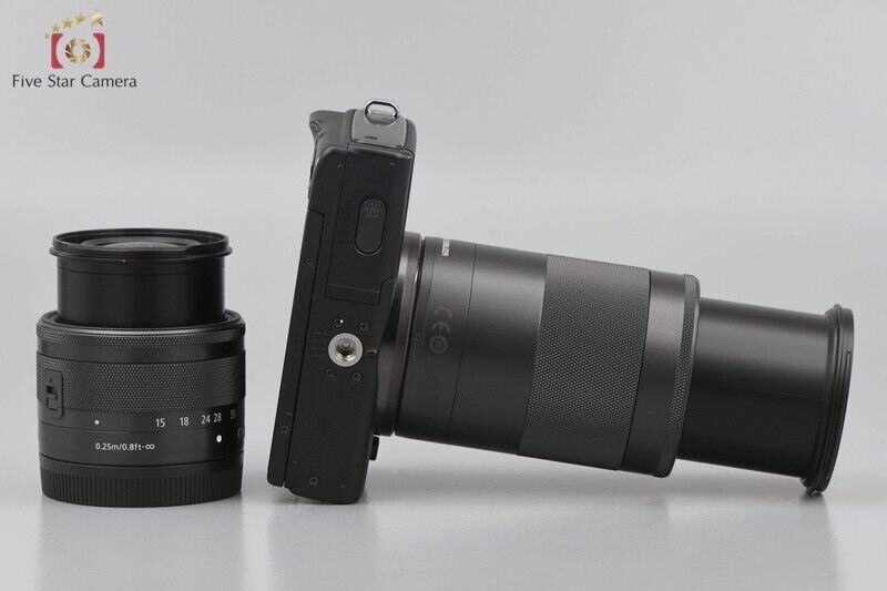 Excellent!! Canon EOS M100 Black 24.2 MP DSLR EF-M 15-45 55-200 Lens Kit