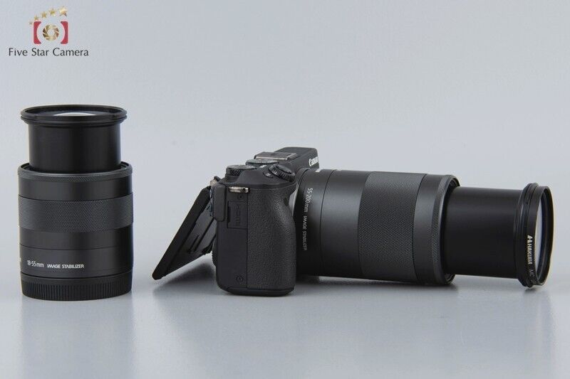 Canon EOS M3 Black 24.2 MP Digital Camera EF-M 18-55 55-200 Lens kit