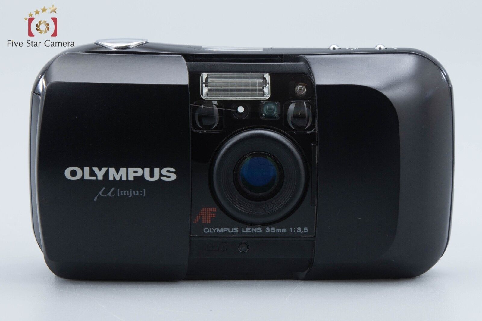 Very Good!! Olympus μ[mju:] Black 35mm Point & Shoot Film Camera w/ Box
