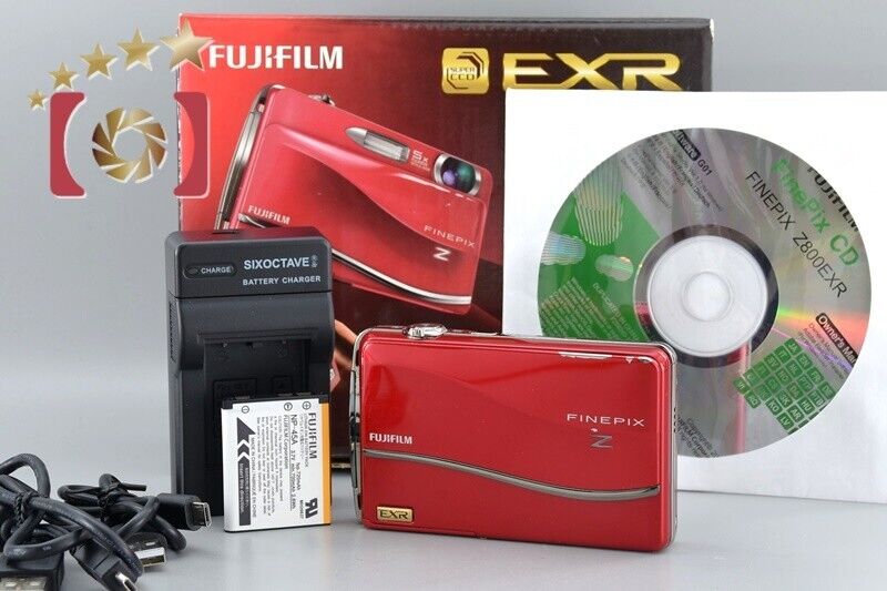 Very Good!! FUJIFILM FinePix Z800 EXR Red 12.0 MP Digital Camera w/Box