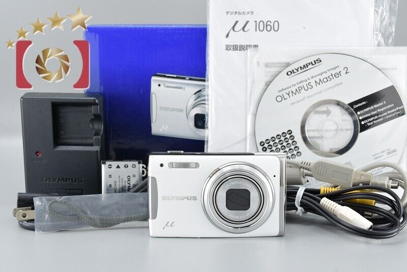 Very Good!! Olympus μ [mju:] 1060 White 10.0 MP Digital Camera w/ Box