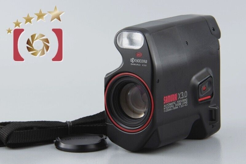 Very Good!! Kyocera Samurai X3.0 Red Point & Shoot Half Frame 35mm Film Camera