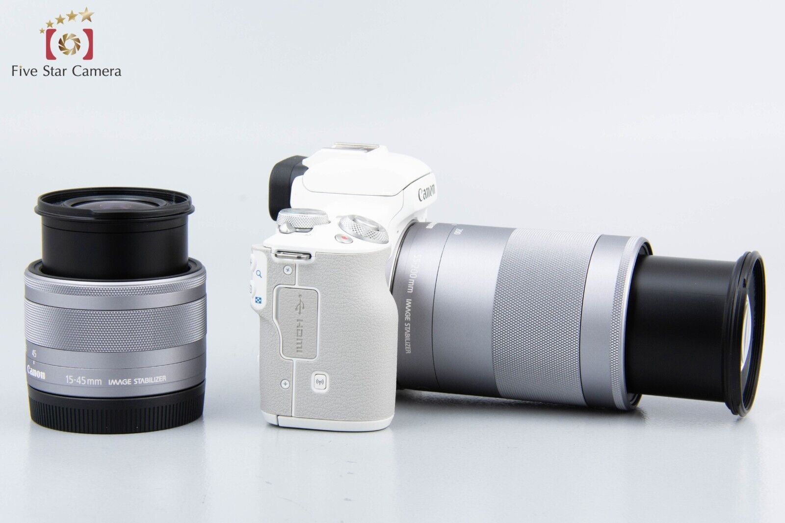 Mint!! Canon EOS Kiss M2 Black 24.1 MP EF-M 15-45 55-200 Lens Kit w/ Box