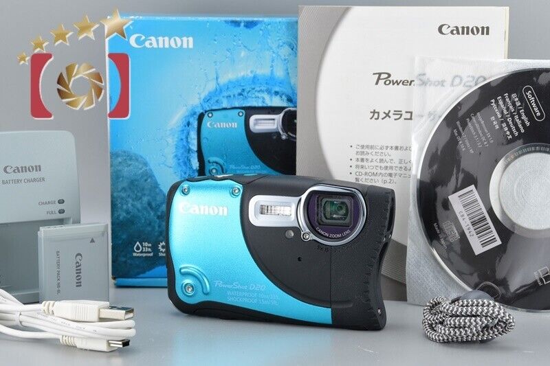 Canon PowerShot D20 Blue 12.1 MP Waterproof Digital Camera w/Box