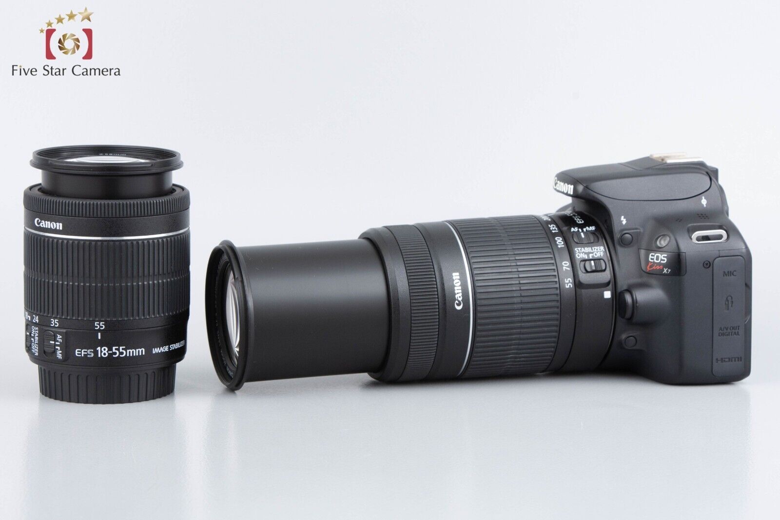 Canon EOS Kiss X7 / Rebel SL1 / 100D 18.0 MP DSLR EF-S 18-55 55-250 Lens kit